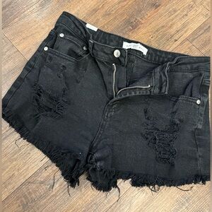 Almost Famous Black Ripped Jean Shorts